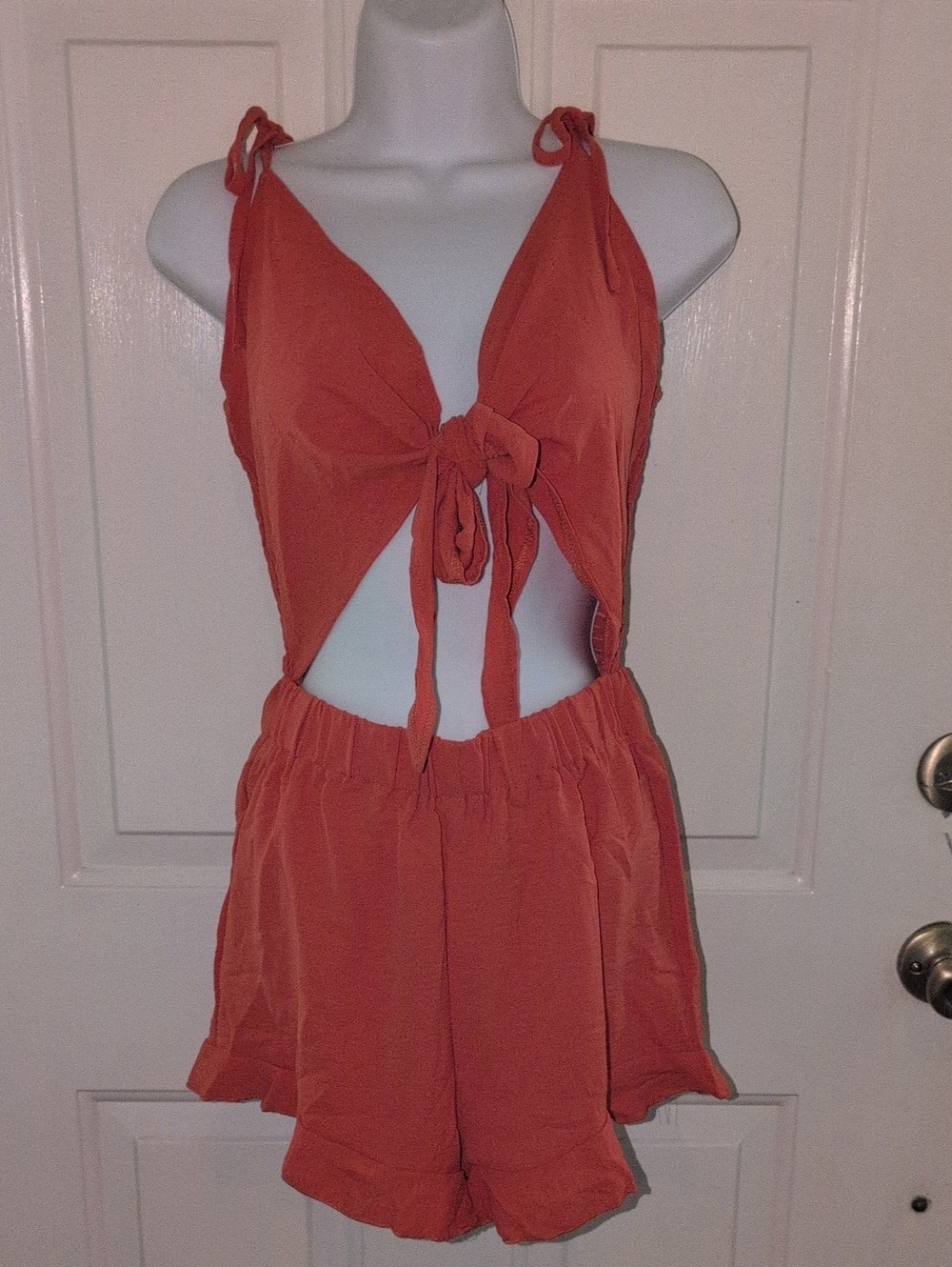 SHEIN Rust Red Sleeveless Romper